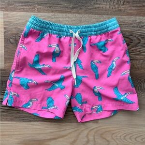 chubbies Pink and Aqua Tropical Toucan Swim Shorts